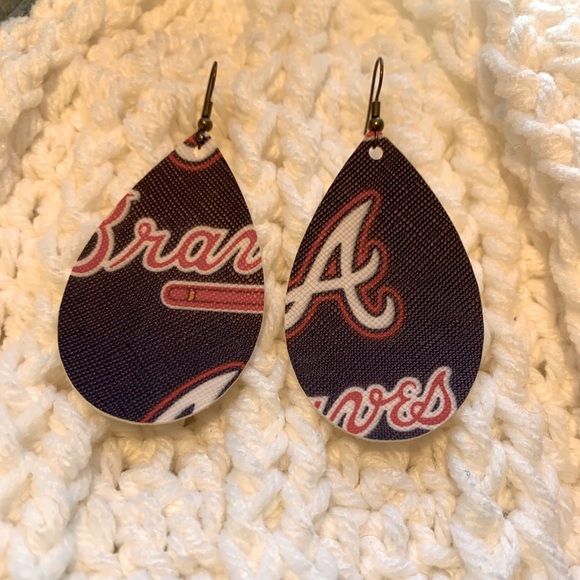 Jewelry - Atlanta braves faux leather teardrop earrings!